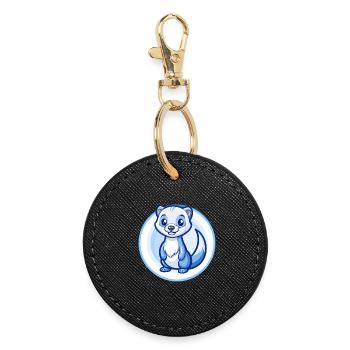 Frettchen Blau Kawaii Cartoon Figur Clipart Haustier - Runder Schlüsselanhänger - Schwarz - Vorne