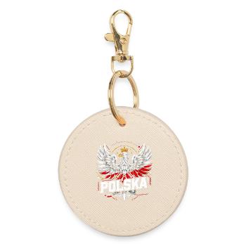 Poland Polska Polish Red White Eagle Crown Gift - Round Keyring - oyster - Front