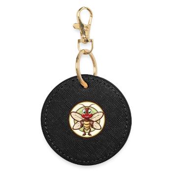 Dragonfly Colorful Kawaii Cartoon Character Pet - Round Keyring - black - Front
