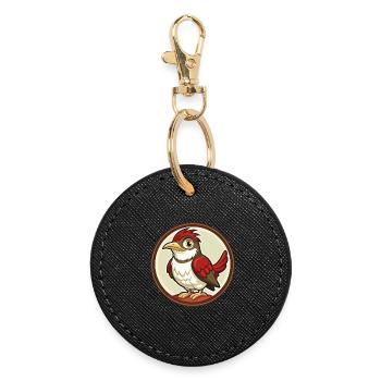 Coucou oiseau coloré Kawaii dessin animé personnage animal de compagnie - Porte-clés rond - noir - Devant