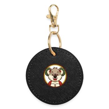 Koala Bunte Kawaii Cartoon Figur Clipart - Runder Schlüsselanhänger - Schwarz - Vorne