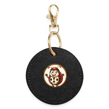 Ladybug Colorful Kawaii Cartoon Character Clipart - Round Keyring - black - Front