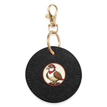 Partridge Colorful Kawaii Cartoon Character Pet - Round Keyring - black - Front