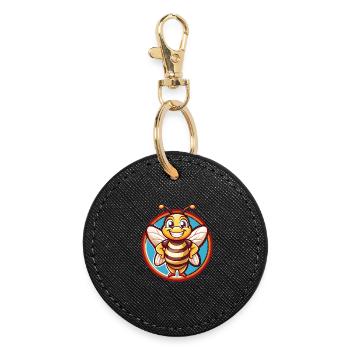 Abeille Mignon Drôle Kawaii Dessin animé Clipart Animal Animal de compagnie - Porte-clés rond - noir - Devant