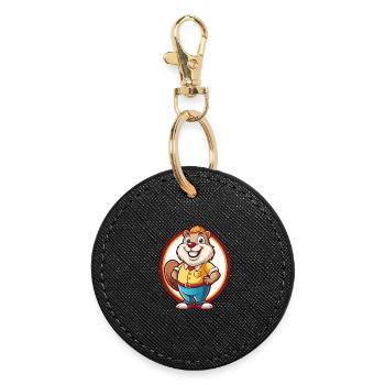 Beaver Funny Kawaii Cartoon Clipart Animal Pet - Round Keyring - black - Front