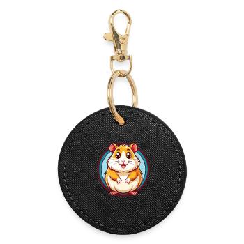 Hamster Drôle Kawaii Dessin animé Clipart Animal de compagnie - Porte-clés rond - noir - Devant