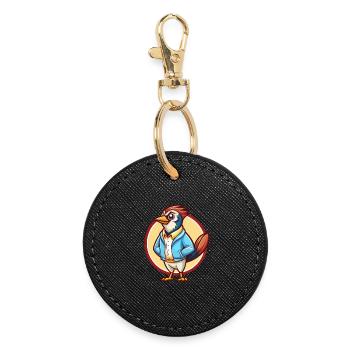 Jay oiseau drôle Kawaii dessin animé Clipart Animal de compagnie - Porte-clés rond - noir - Devant