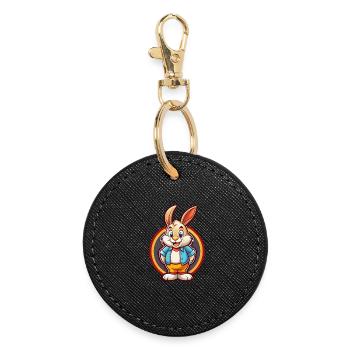 Lapin Drôle Kawaii Dessin animé Clipart Animal de compagnie - Porte-clés rond - noir - Devant