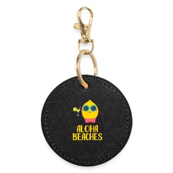 Escapade à la plage Cool Lemon Aloha - Porte-clés rond - noir - Devant