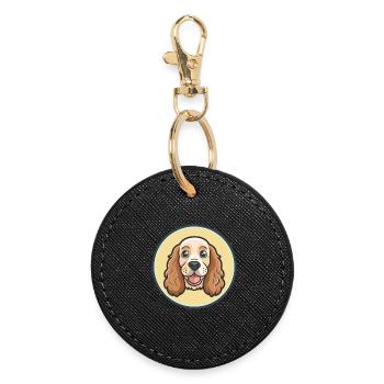 Cocker anglais Spaniel Chien Race Dessin animé Kawaii - Porte-clés rond - noir - Devant