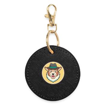 Gaucho chien de berger chien race dessin animé Kawaii Clipart - Porte-clés rond - noir - Devant