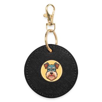 Mittelschnauze Hunderasse Cartoon Kawaii Clipart - Runder Schlüsselanhänger - Schwarz - Vorne