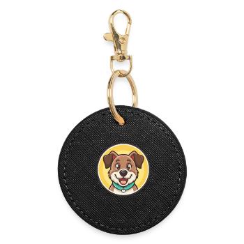 Rache Hund Rasse Cartoon Kawaii Clipart Tier Haustier - Runder Schlüsselanhänger - Schwarz - Vorne