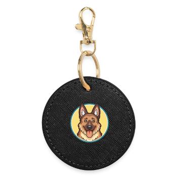 Shiloh Shepherd Hunderasse Cartoon Kawaii Clipart - Runder Schlüsselanhänger - Schwarz - Vorne