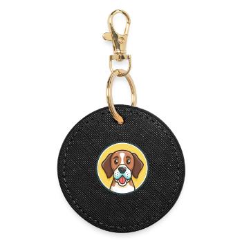 St Hubert Jura Chien Chien Race Dessin Animé Kawaii Pet - Porte-clés rond - noir - Devant