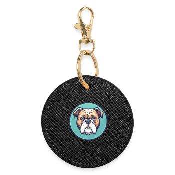 Alapaha Blue Blood Bulldog Dog Breed Funny Cartoon - Round Keyring - black - Front