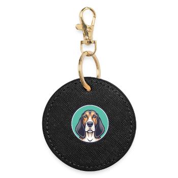 Barak Hound Chien Race Drôle Dessin animé Kawaii Clipart - Porte-clés rond - noir - Devant