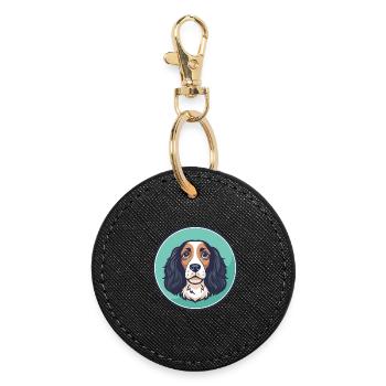 Épagneul alpin chien race dessin animé Kawaii Clipart - Porte-clés rond - noir - Devant