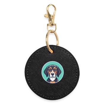 Dumfriesshire Hound Chien Race Drôle Dessin Animé Kawaii - Porte-clés rond - noir - Devant