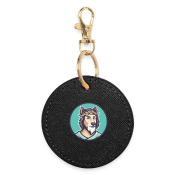 Griechischer Schäferhund Hunderasse Karikatur Kawaii Clipart - Runder Schlüsselanhänger - Schwarz - Vorne
