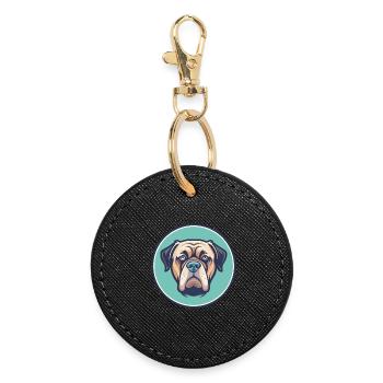 Majorque Mastiff Chien Race Dessin animé Kawaii Clipart - Porte-clés rond - noir - Devant