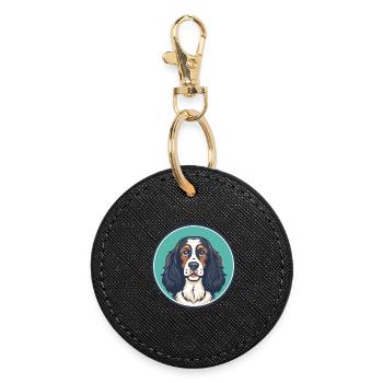 Pont Audemer Epagneul Chien Race Dessin Animé Kawaii Pet - Porte-clés rond - noir - Devant