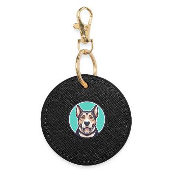 Segugio Italiano Dog Breed Cartoon Kawaii Clipart - Round Keyring - black - Front