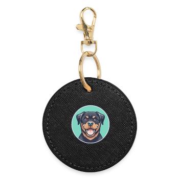 Rottweiler chien race dessin animé Kawaii Clipart Animal - Porte-clés rond - noir - Devant