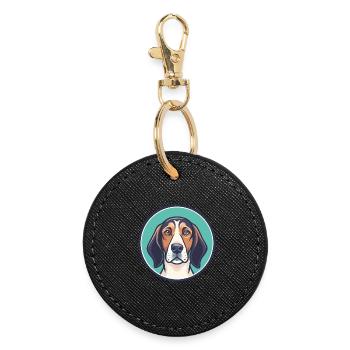 Treeing Walker Coonhound Dog Breed Cartoon Kawaii - Round Keyring - black - Front