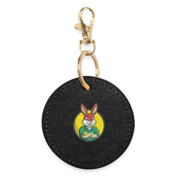 Lapin Mignon Kawaii Dessin animé Clipart Animal de compagnie - Porte-clés rond - noir - Devant
