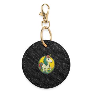 Licorne mignon Kawaii dessin animé Clipart Animal de compagnie - Porte-clés rond - noir - Devant