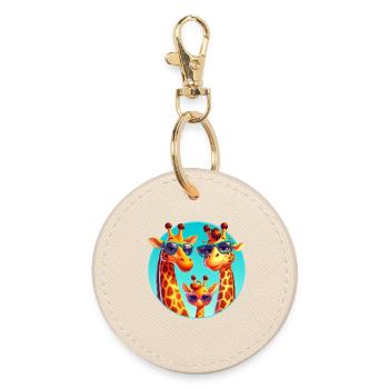Famille de girafes cool avec des lunettes de soleil - Porte-clés rond - huître - Devant