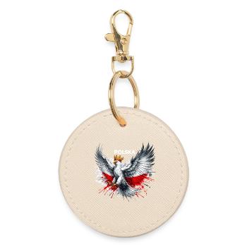 Poland Polska Polish Red White Eagle Crown Gift - Round Keyring - oyster - Front