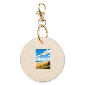 Norfolk Coast Aonb Travel Poster Souvenir Paint WP - Round Keyring - oyster - Front