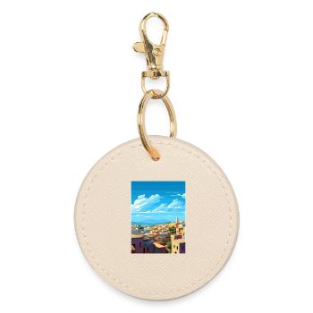 Fes Morocco Travel Poster Souvenir Postcard Paint - Round Keyring - oyster - Front