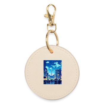 Japan Tokyo Travel Poster Souvenir Postcard Paint - Round Keyring - oyster - Front