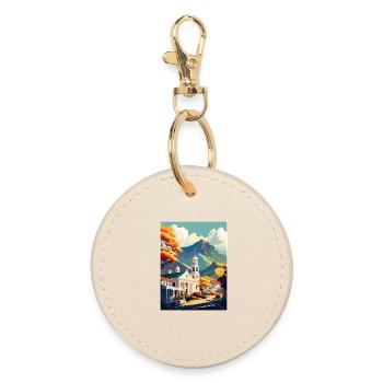 Stellenbosch South Africa Travel Poster Souvenir - Round Keyring - oyster - Front