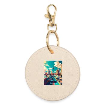 Johannesburg South Africa Travel Poster Souvenir - Round Keyring - oyster - Front