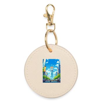 Japan Tokyo Travel Poster Souvenir Postcard Paint - Round Keyring - oyster - Front