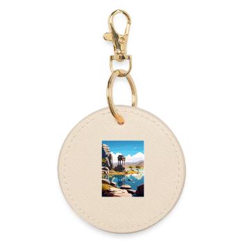 Hampi India Travel Poster Souvenir Postcard Paint - Round Keyring - oyster - Front