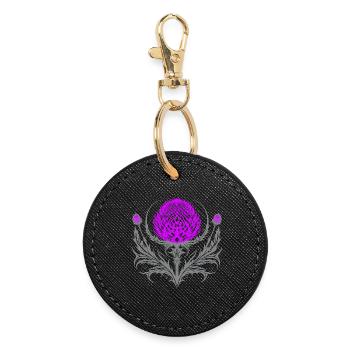 Distel Tattoo Scottish Thistle Botanical Art - Round Keyring - black - Front