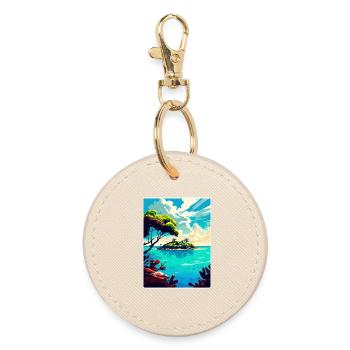 Belize Caribbean Travel Poster Souvenir Paint WPA - Round Keyring - oyster - Front