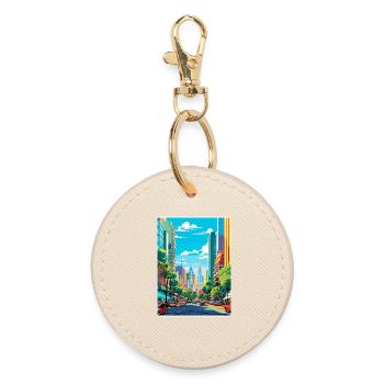 Sao Paulo Brazil Travel Poster Souvenir Paint WPA - Round Keyring - oyster - Front