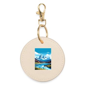 El Calafate Travel Poster Souvenir Postcard Paint - Round Keyring - oyster - Front