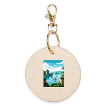 Baie d’Ha Long Îles du Vietnam Affiche de voyage souvenir - Porte-clés rond - huître - Devant