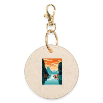 Baie d’Ha Long Îles du Vietnam Affiche de voyage souvenir - Porte-clés rond - huître - Devant