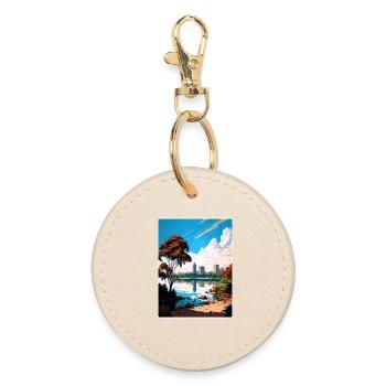 Bengaluru India Travel Poster Souvenir Paint WPA - Round Keyring - oyster - Front