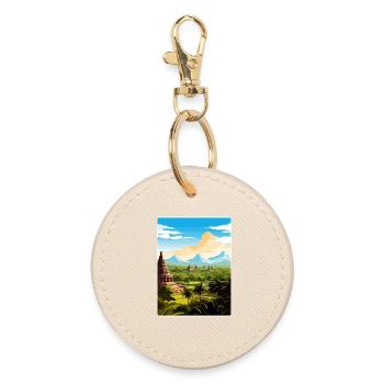 Bali Indonésie Voyage Affiche Souvenir Peinture WPA - Porte-clés rond - huître - Devant