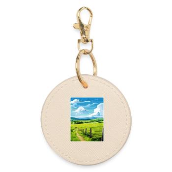 Sperrin Aonb Travel Poster Souvenir Postcard Paint - Round Keyring - oyster - Front