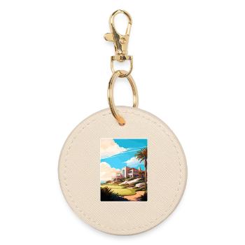 Riviera Country Club Golf Travel Poster Souvenir - Round Keyring - oyster - Front